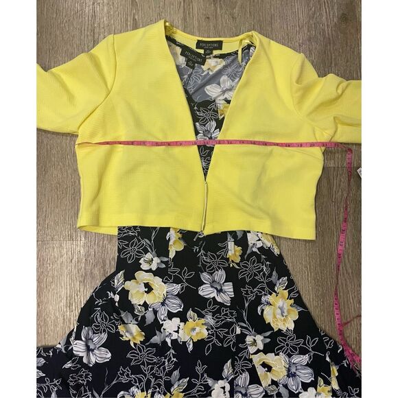 Perceptions Dress and Jacket Yellow and Black Floral XL New - Picture 4 of 5